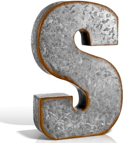 Yaocom 12 Metal S Letter Wall Decor Large 3D Galvanized Shelf Letter Signs