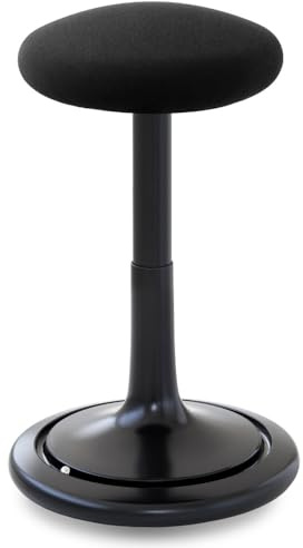 Ongo Classic Höhenverstellbarer Bürohocker, Ergonomischer Sitztrainer mit gewölbten Sitz (Schwarz, Tall (hoch))
