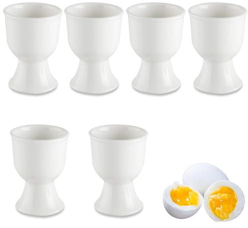 Coquetiers en Porcelaine, Lot de 6 Coquetiers en Porcelaine Blanche, Porte-œufs et Bols, 7 x 5,2 cm Coquetiers en Porcelaine Blanche, Pour les œufs Durs et à la Coque sur la Table du Petit Déjeuner