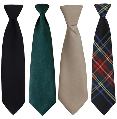 Happy Cherry Kinderkrawatten Jungen Schnallenkrawatten Jugendliche Einfarbig Karierte Krawatten Kinder Schuluniform Krawatte 4er-Pack Schwarz Grün Khaki Rot Kariert