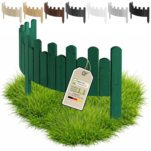 Floranica rabattkant grässnitt 100 cm lång Flexibelt trädgårdsstaket trä rullstaket spjälstaket trästaket palissad klippkant rullkant, Höjd:20 cm, Färg:Grön