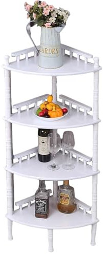 Generisch Eckschrank aus Massivholz, gebogener Eckschrank, Höhe 65/85/118 cm, leicht zu montierender Eckvitrine für Wohnzimmer, Badezimmer (weiß, 35 x 35 x 118 cm)
