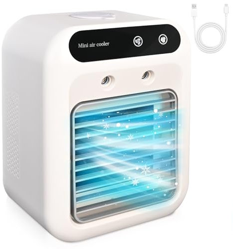 Portable Air Conditioners, Evaporative Air Cooler with 2 Wind Speeds & 2 Cool Mists, Rechargeable Personal Mini Air Conditioner with 3 Timers, Portable Ac Unit Fan for Home Room Camping Car Office RV