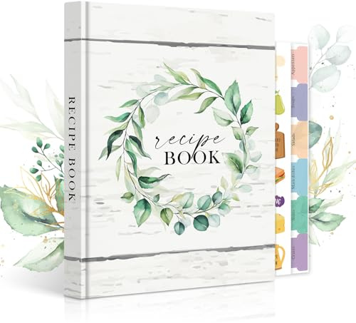 Lanpn A5 Journal de Recettes et Blanc, Livre Cahier de Recettes Cuisine à Remplir, Carnet Recette pour Enregistrer vos Propres Recettes, Livre Recette Vierge, Recipe Book Cookbook, Anglaise