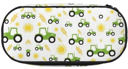 Federmäppchen mit Reißverschluss, Motiv: Traktor Farming, niedlich, ästhetisch, großes Fassungsvermögen, tragbar, Schreibtisch-Organizer für Erwachsene, Schwarz , Einheitsgröße, Taschen-Organizer