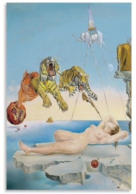 Salvador Dali Wandkunstdrucke, Gemälde, Poster, Traum verursacht durch den Flug einer Biene um einen Granatapfel, eine Sekunde vor dem Erwachen, Wandkunst, Gemälde, Leinwand, Geschenk, Wohnzimmer