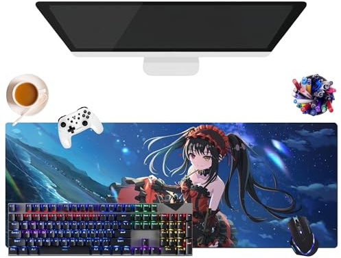 Tokisaki Kurumi Mauspad Anime Date a Live | Wasserdichtes Mauspad XL (31,5 x 11,8 x 0,12 Zoll) | rutschfeste Gummibasis für PC, Laptop | Schutz für Tastatur und Maus (2)