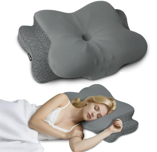 Aoceki Nackenkissen Memory Foam Kissen,Nacken Kopfkissen,für Seiten,Rücken & Bauchschläfer(Dunkelgrau)