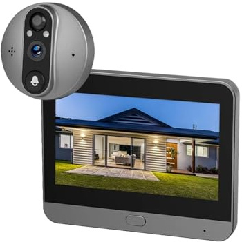VEKELETE 2-Way Talk Smart 3MP WiFi Battery Power Door Bell Magic Cat Eye Peephole Camera PIR FHD Digital Viewer Doorbell 4.3 Inch Monitor(Door Camera 32G)