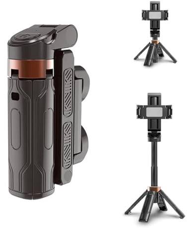 TIGERRDU Mini Selfie Stick,Phone Tripod, 4 in 1 Selfie Stick Tripod, Extendable and Portable Selfies Sticks with Detachable Wireless Remote & Stable Tripods Stand(38.5cm)