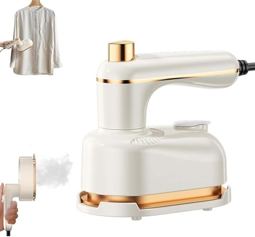 Baweilder Handheld Portable Iron, 2-in-1 Reisebügeleisen, Steamer Dampfglätter, 180° Drehbar HanddampfbüGeleisen Tragbare Reise Dampfglätter, schnelles Aufheizen, Tragbare Mini-BüGelmaschine (Beige)