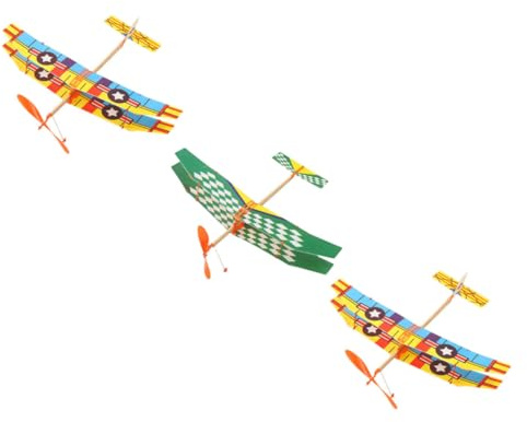 WHAMVOX 3pcs Rubber Band Powered Airplane Toys Kids Diy Educational Glider Models for Boys and Girls Indoor Outdoor Play