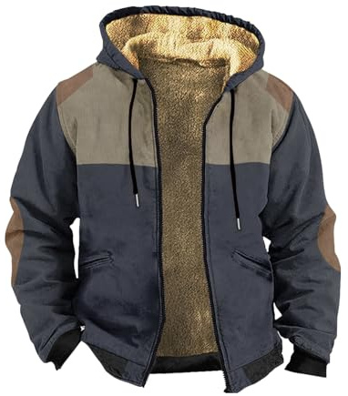 Blouson Homme Duvet Plume Doudounes Doublure Sherpa Chaude Blousons Manches Longues Vestes Imperméable Manteaus Sport Dynamique Puffers Couleur Unie Basique pour Travail Extérieur