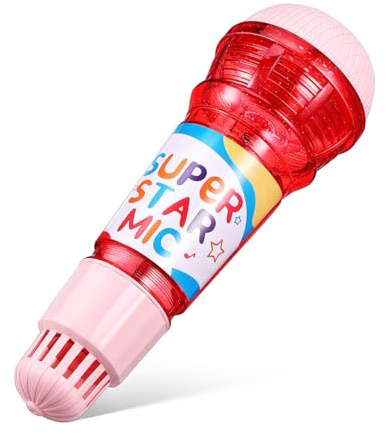 Beaupretty Microphone Écho pour Garçon et Filles 24 Cm Plastique Rouge Lumineux, Éducatif sans Fil Effet Écho Doux, Léger et Compact, Présent pour Fêtes et Apprentissage Musical