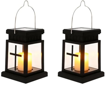 Lanterne FunéRaire RéSistante Aux IntempéRies, Lanterne Solaire Exterieur FunéRaire, Suspension éClairage De CimetièRe Lanterne Bougie, Avec Bougies Led, Pour éClairage FunéRaire Et Cadeaux (C) (A)
