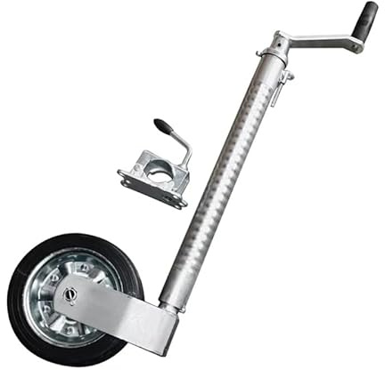 Ruota di Supporto Extra Lunga con Pneumatico in Gomma Piena (Costolata) - Portata 500kg, Ø 48mm, Ruota Ruotino 228x60mm,sollevamento carrello appendice rimprchio roulotte registrbile,per rimorchi roul