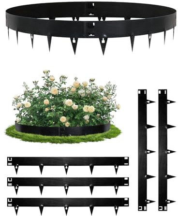Dibaful 107.5cm x 5 Rasenkante Metall Cortenstahl Flexibel Beeteinfassung aus Stahl | Beetbegrenzung Lawn Edging Flexible Rasenkanten für Beetumrandung Gartenumrandung Schwarz 20cm Höhe