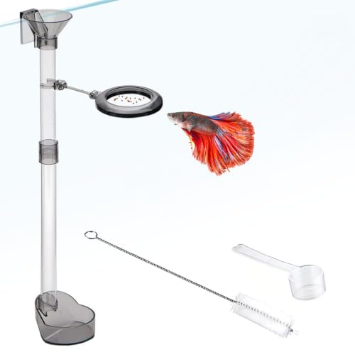 Pyralidsg Anneaux d'alimentation, 21-27.5CM Réglable Distributeur Nourriture Poisson, Multifonctionnel Tube d'alimentation pour Aquarium, pour Guppy, Bettas, Poisson, Rouge, Tortue