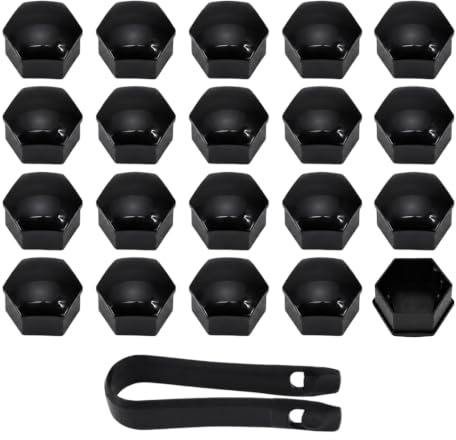 EUQWOSDD 20 Pack 19mm Black Wheel Lug Nut Covers, Hexagonal Wheel Bolt Caps with Removal Tool, Universal Car Wheel Nut Protectors for Most Cars Trucks SUVs