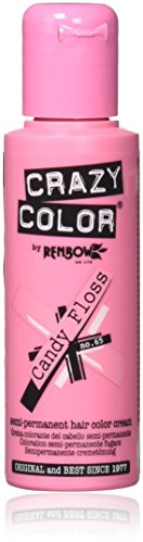 Crazy Colour - Tinta semi permanente per capelli di Renbow, colore: Candy Floss No. 65 (100 ml) scatola da 4