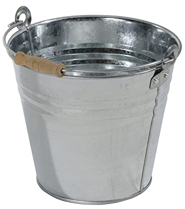 VERDELOOK Secchio in Zinco Rinforzato con Impugnatura in Legno, Capienza 10 lt, Secchio Contenitore Multiuso con Manico