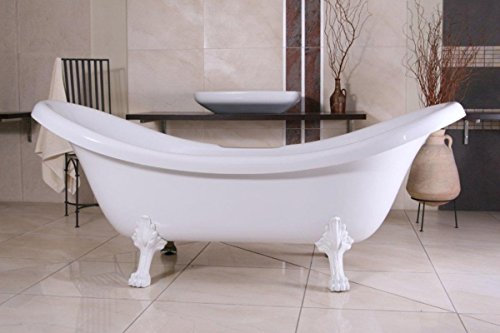 Casa Padrino Freistehende Luxus Badewanne Jugendstil Venedig Weiß/Weiß 2020 mm - Barock Badezimmer - Retro Antik Badewanne