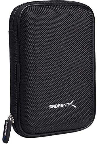 SABRENT external hard drive case, Portable EVA Storage Pouch bag for 2.5 3.5 HDD SSD, hard sturdy carrying travel cover, fits power bank, USB stick, USB cable, camera accessories, and more