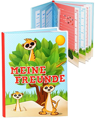 Meine Freunde Buch - lustige Erdmännchen - Schule & Kindergarten/Vorschule Kita - dick gebunden - für Schulfreunde Poesie A5 Softcover - Freundebuch Poe..