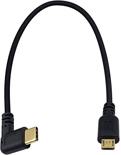 Duttek Micro USB auf USB C Kabel, 90 Grad USB C Stecker auf Micro USB Stecker Adapter Kurztyp C Kabel, für MacBook Pro&Android Geräte (Schwarz, 26 CM)