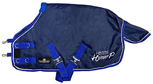 Horses, Coperta Box Invernale Pony 250 gr, di Ottima Fattura, Utile per Proteggere Il Cavallo dagli Sbalzi di Temperatura, dalla Pioggia e dagli Insetti, Blu 105 cm