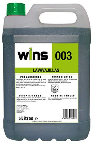 Caja 4 botellas WINS 003 Lavavajillas Envase 5 Litros. Detergente para el lavado manual de vajillas. Para todas las superficies o materiales lavables con agua