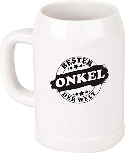 Shirtinstyle Bierkrug, Bester Onkel Der Welt! Familie Freunde Spruch, Krug Glas Keramik, Weiß