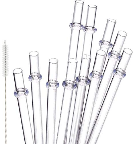 48 Stücke 11 Zoll Klare Wiederverwendbare Hartplastik Strohhalme ohne BPA, Ersatz Trinkhalme für 40/30/24 Unzen Glas und Becher, mit Reinigungsbürsten Strohhalm Reiniger