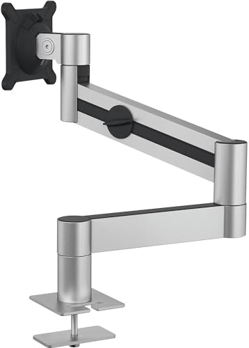 Durable Monitor Halterung, flexibler Schwenkarm 360° drehbar, Bildschirmhalterung, für VESA Bildschirme 21-27, Tischdurchführung, silber, 508423