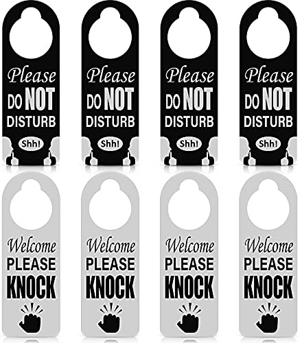 Hotop Do Not Disturb Tür Aufhänger Schild, 4 Stücke für Badezimmer Haus | Tür Knopf Aufhänger Schild, Welcome Please Knock Schild, Für Badezimmer, Konferenzraum, Wohngemeinschaft und Haus