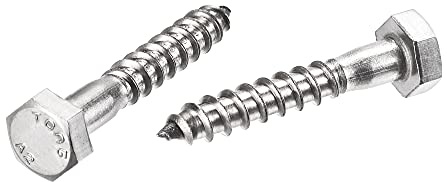 sourcing map Hexagonal Tire-fond M6 x 35mm 304 Inox Acier Demi-fil Autotaraudeuse Boulons pour Bois Vis 25Pcs