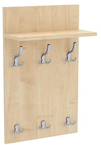 AKKE Garderobenpaneel Wandgarderobe Mit Ablage Wandpaneel Garderobe PVC Medi 90x50 cm ALUMINIUM | AHORN