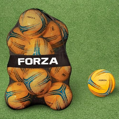 FORZA Fotbollar och bärväska - flera förpackningsstorlekar | fotbollsbollar med förvaringsväska i nät ingår | olika bolltyper för fotbollsmatcher, tävlingar och träning (storlek 4 (förpackning med 12), träning)