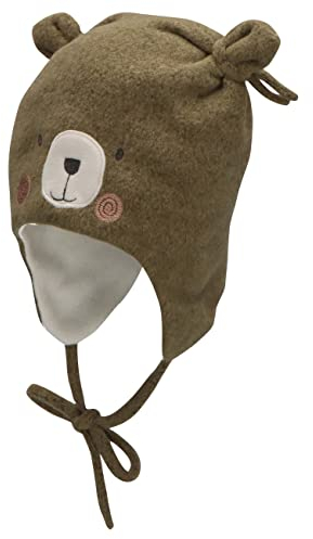Sterntaler Baby Jungen Mütze Baby Mütze - Mütze Baby, Kappe Kinder - aus Strickfleece mit Ohren und Bindeband - dunkelgrün, 45