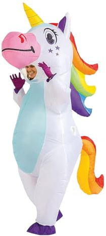 AirSuit® Disfraz inflable de Unicornio XXL | Disfraz inflable inusual |Tamaño adulto 160 a 190cm | Poliéster | Cómodo de llevar | Duradero | Sistema inflable incluido | OriginalCup®
