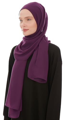 Ayisah Chiffon Kopftuch Hijab Damen, Tush Schal Wrap Hidzab Scarf | Moderne Muslimisch Hijab Kopftucher. Seidenweiche Damenschal Headscarf Hejab Für Frauen. 180x70 cm. Nur Handwäsche
