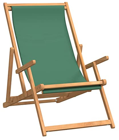 vidaXL Strandstuhl Liegestuhl Gartenstuhl Gartenliege Campingstuhl Terrassenstuhl Strandliege Sessel Gartensessel Klappbar Massivholz Teak Grün