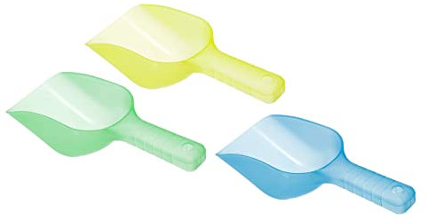 PATIKIL 12oz Ice Scoop, 1 Set Plastic Ice Maker Shovel for Kitchen Bar Party, Yellow, Green, Blue