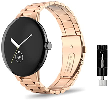 ZoRoll Metall Armband für Google Pixel Watch 5 41mm/4 41mm/3 41MM/2/1 | Ersatzarmband Herren & Damen für Google Pixel Watch 5 41MM/4 41MM/3/2/1 - Roségold