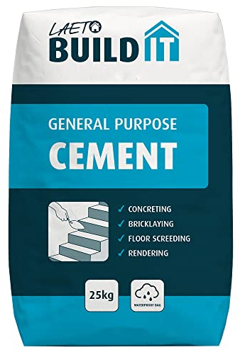 Laeto Build It 42.5N Portland Cement Ready Mixed | Just Add Water, Ready Mixed Cement Multi Purpose, Suitable For Concreting, Bricklaying, Floor Screeding & Render Repair - 1 x 25kg Bag