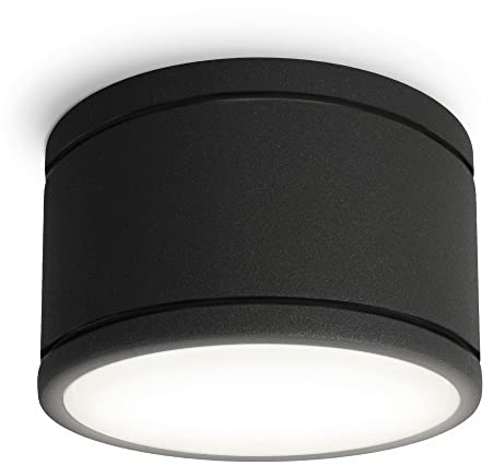 SSC-LUXon CELI-WX Aufbaustrahler Bad schwarz inklusive LED Leuchtmittel neutralweiß GX53 230V - Aufbauspot IP44 Badezimmer 5W