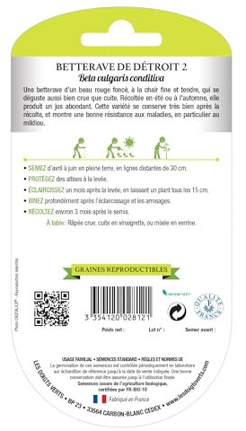 Graines Betterave de Détroit 2 BIO Les Doigts Verts