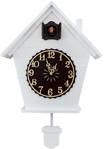 Kuckucksuhr,Kuckucksuhren, Wanduhr, Kuckucksuhr Modern,Massivholz Batteriebetriebenes Kuckucksuhr Schwarzwald Kuckuckruf Wanduhr Modern Weiss Vintage Cuckoo Wanduhr