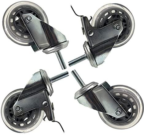 HCZION 4 Stück Lenkrollen mit Vorbau, 75 mm (3 Zoll), Gewinderollen mit Bremsen, M8 x 30 mm, M10 x 30 mm, M12 x 30 mm, Möbelrollen für Blumentopf, Regal, Schrank, Tische A (Größe: M8 x 30 mm, Farbe