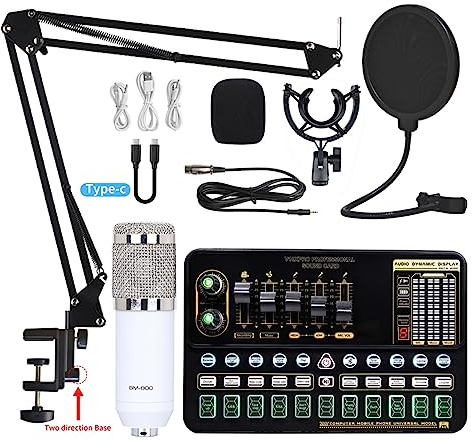 Kit scheda audio Microfono a condensatore professionale BM 800 Scheda audio wireless Bluetooth V10 PRO per PC Computer Telefono Karaoke Canto dal vivo Gaming Studio Configurazione per la registrazio